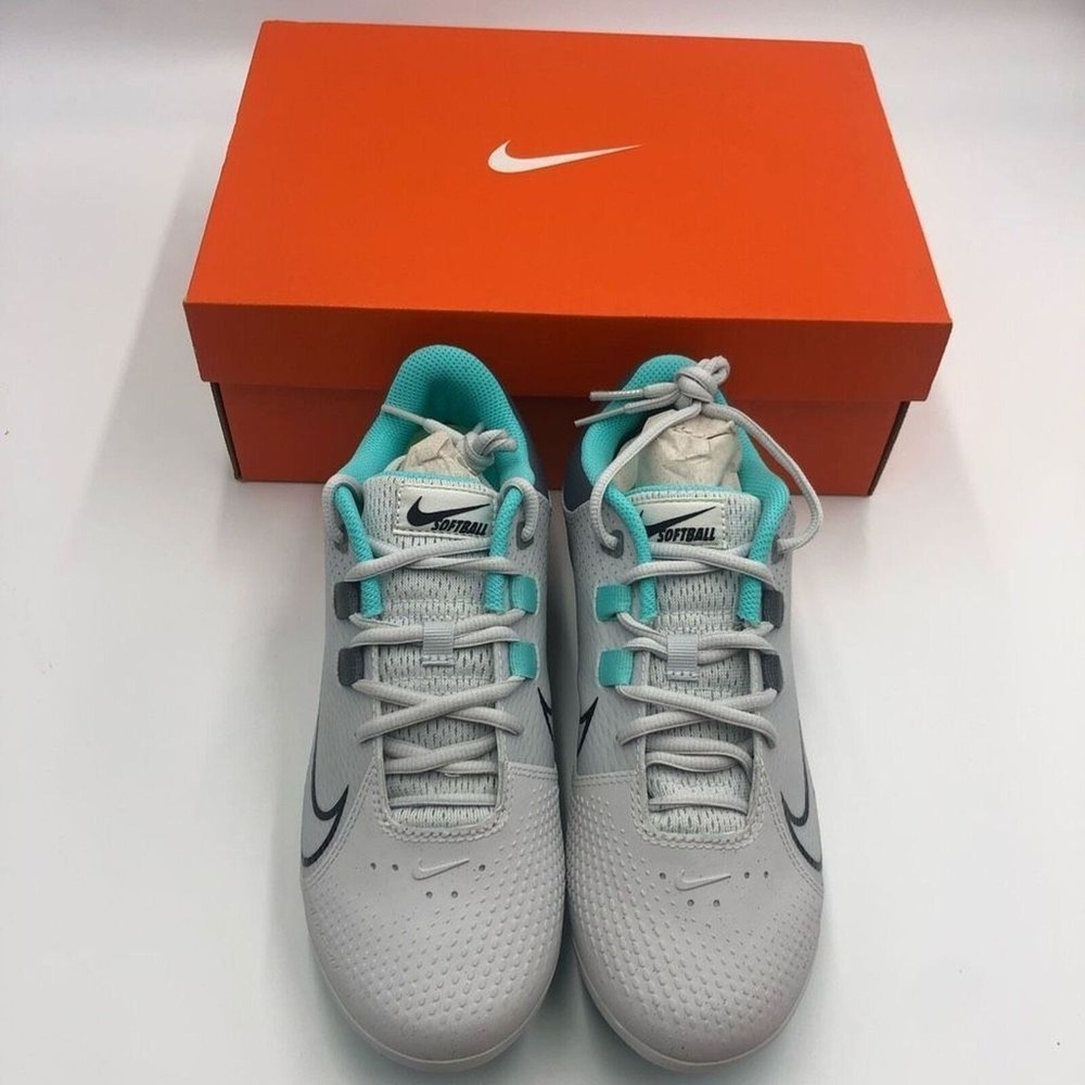 Nike Lunar Hyperdiamond 3 Pro Softball Cleats Wolf Grey Aqua Womens Size 7.5 - Picture 2 of 9